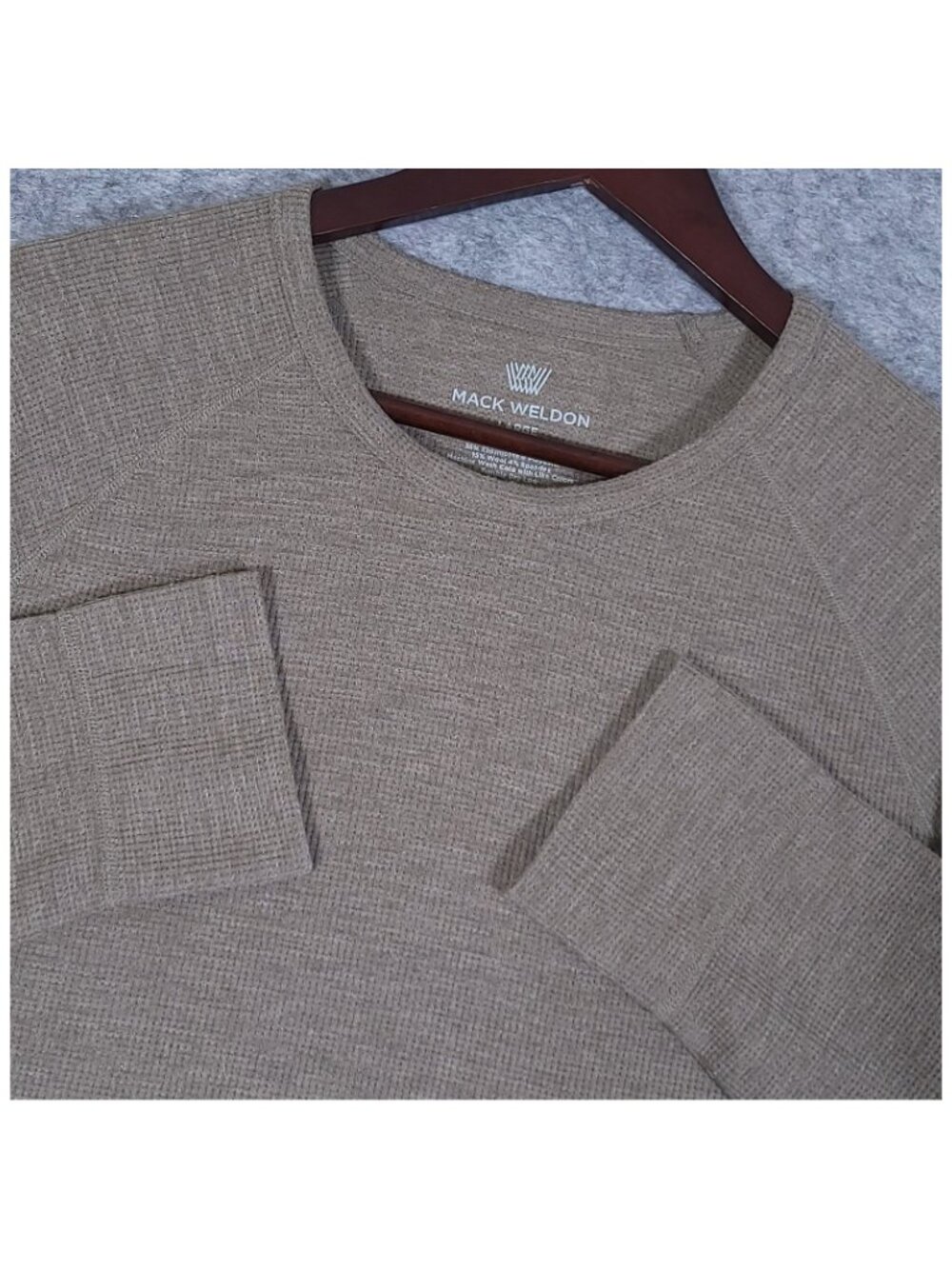 Mack Weldon Warmknit Crew Neck Large Walnut Brown Thermal Waffle Knit Tee